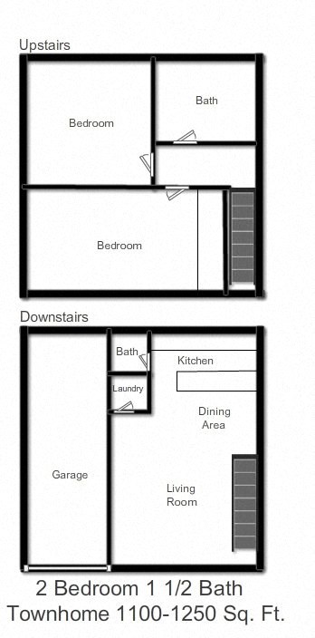 Two bedroom one bathroom floorplan